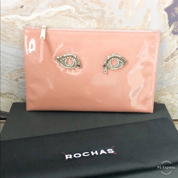 Rochas Crystal Eyes Patent Leather Clutch Pouch - Picture 5 of 8